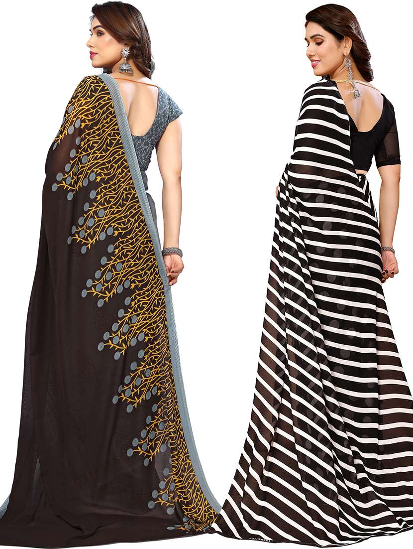pack of 2 printed casual wear sarees with blouse - 21441261 -  Standard Image - 1