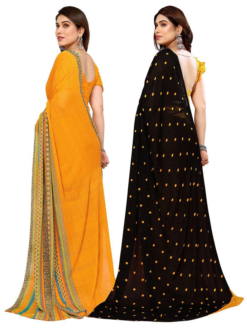 pack of 2 printed casual wear sarees with blouse - 21441299 -  Standard Image - 1
