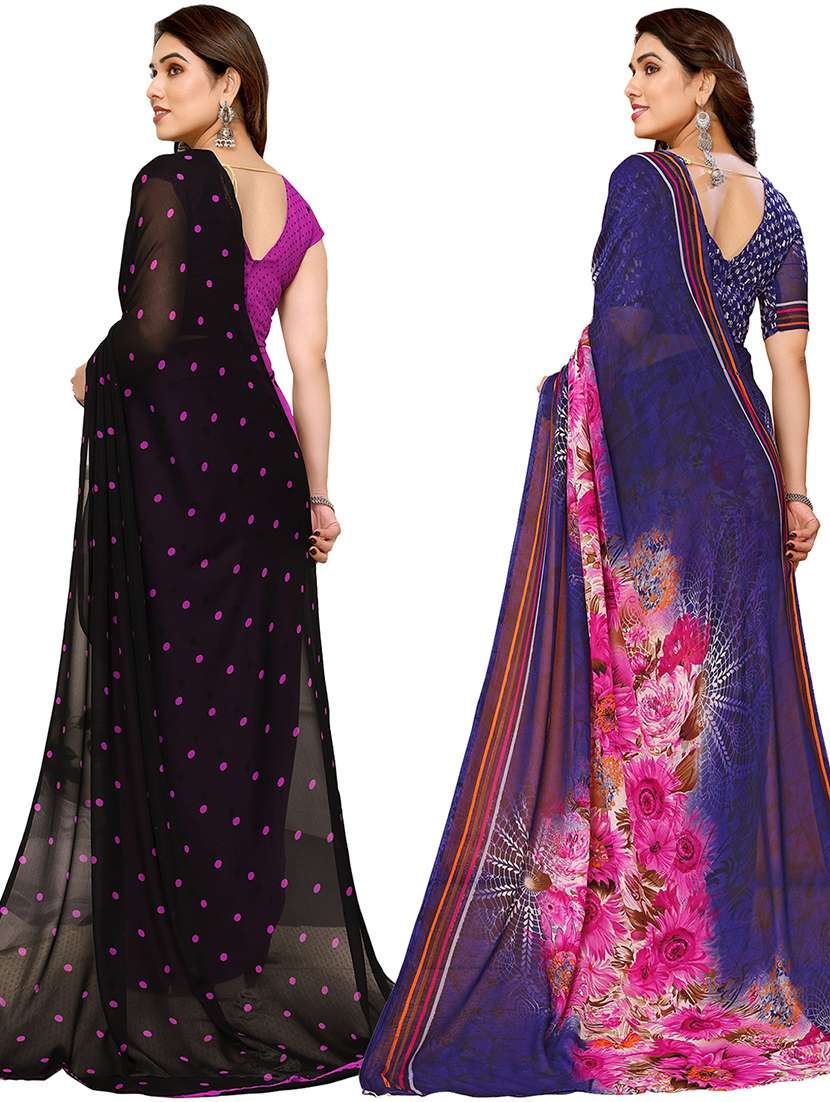 pack of 2 printed casual wear sarees with blouse - 21441306 -  Standard Image - 1