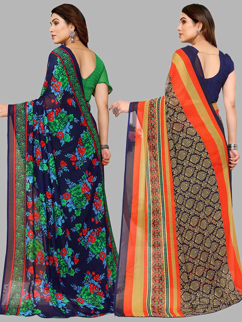 pack of 2 printed casual wear sarees with blouse - 21441316 -  Standard Image - 1