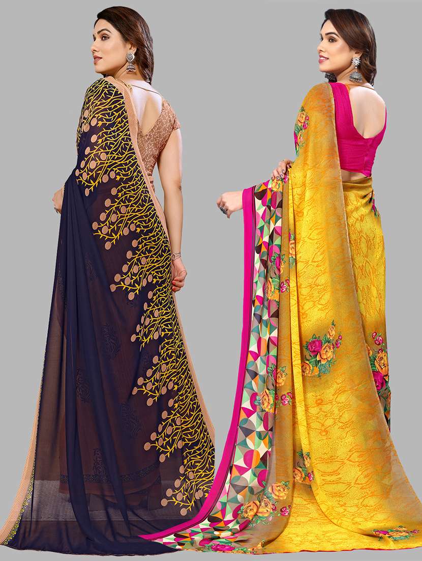 pack of 2 printed casual wear sarees with blouse - 21441332 -  Standard Image - 1