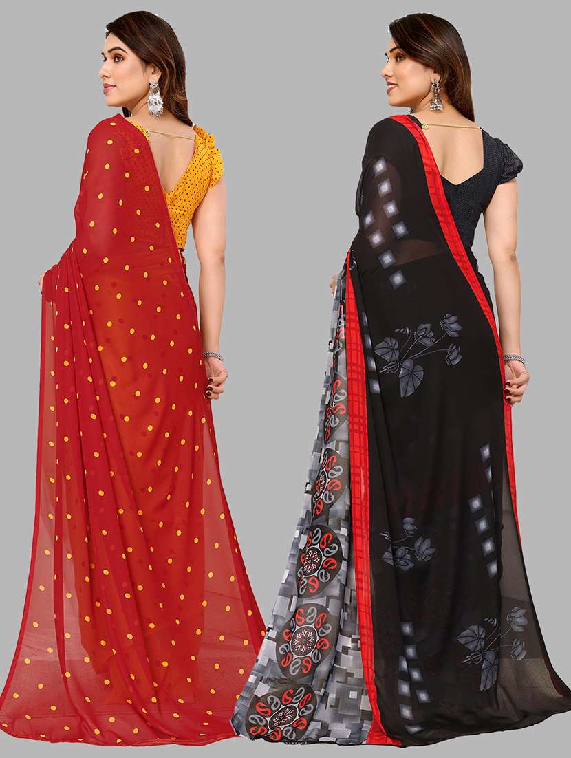 pack of 2 printed casual wear sarees with blouse - 21441350 -  Standard Image - 1