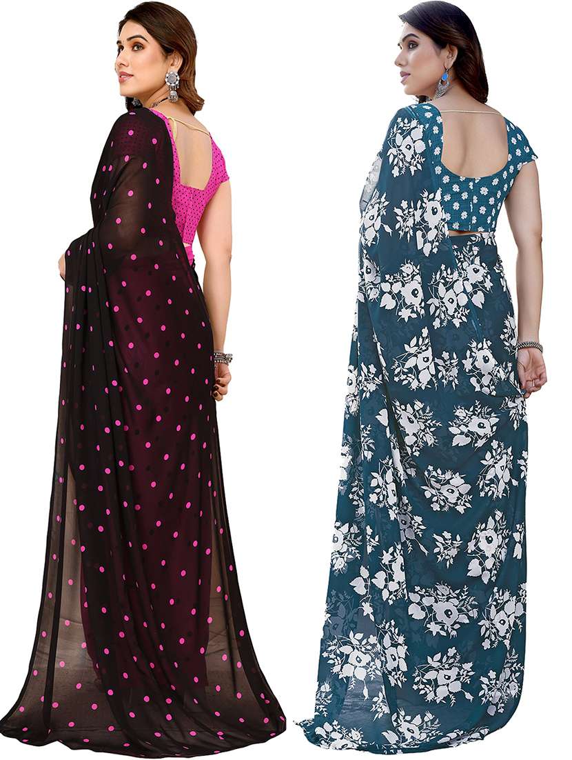 pack of 2 printed casual wear sarees with blouse - 21441377 -  Standard Image - 1