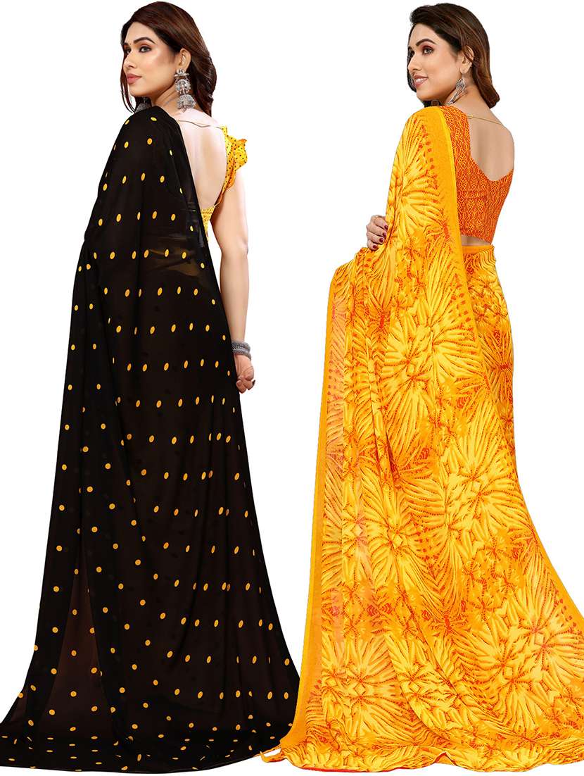 pack of 2 printed casual wear sarees with blouse - 21441388 -  Standard Image - 1