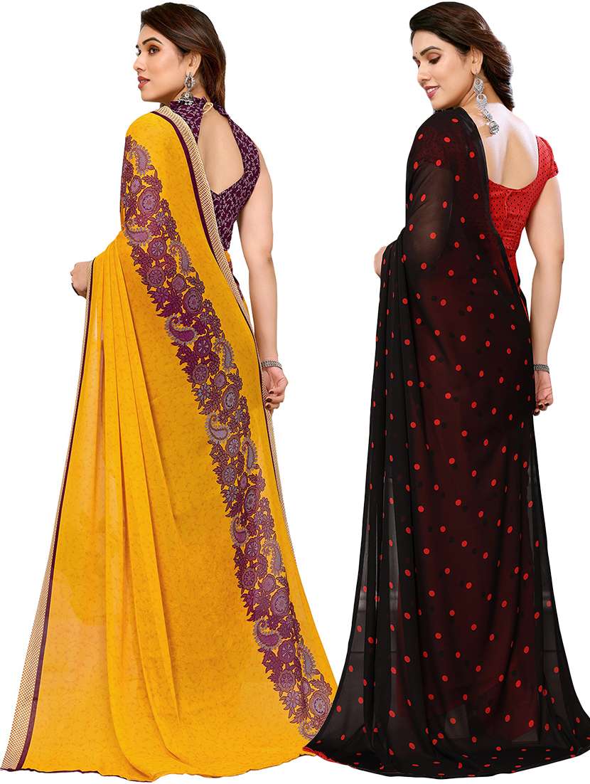 pack of 2 printed casual wear sarees with blouse - 21441389 -  Standard Image - 1