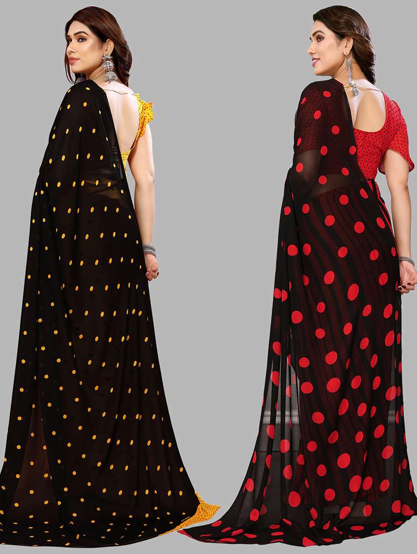 pack of 2 printed casual wear sarees with blouse - 21441399 -  Standard Image - 1