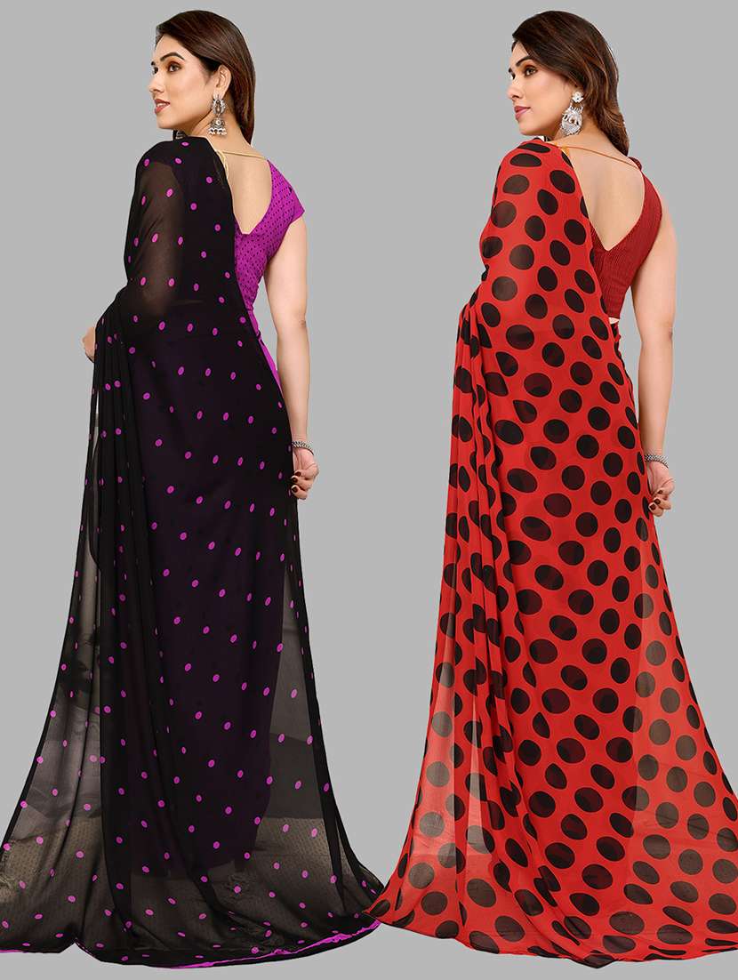 Pack Of 2 Printed Casual Wear Sarees With Blouse - 21441463 -  Standard Image - 1