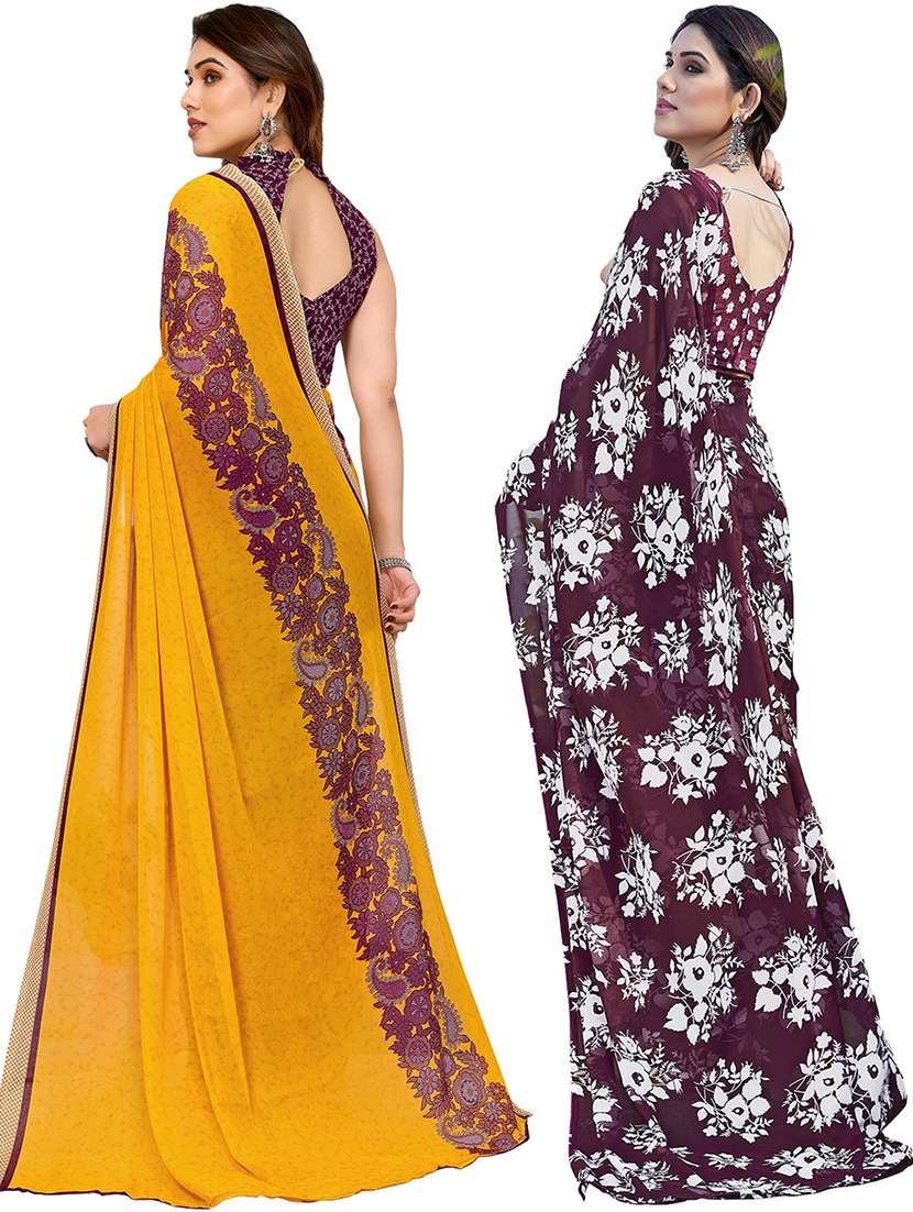 pack of 2 printed casual wear sarees with blouse - 21441465 -  Standard Image - 1