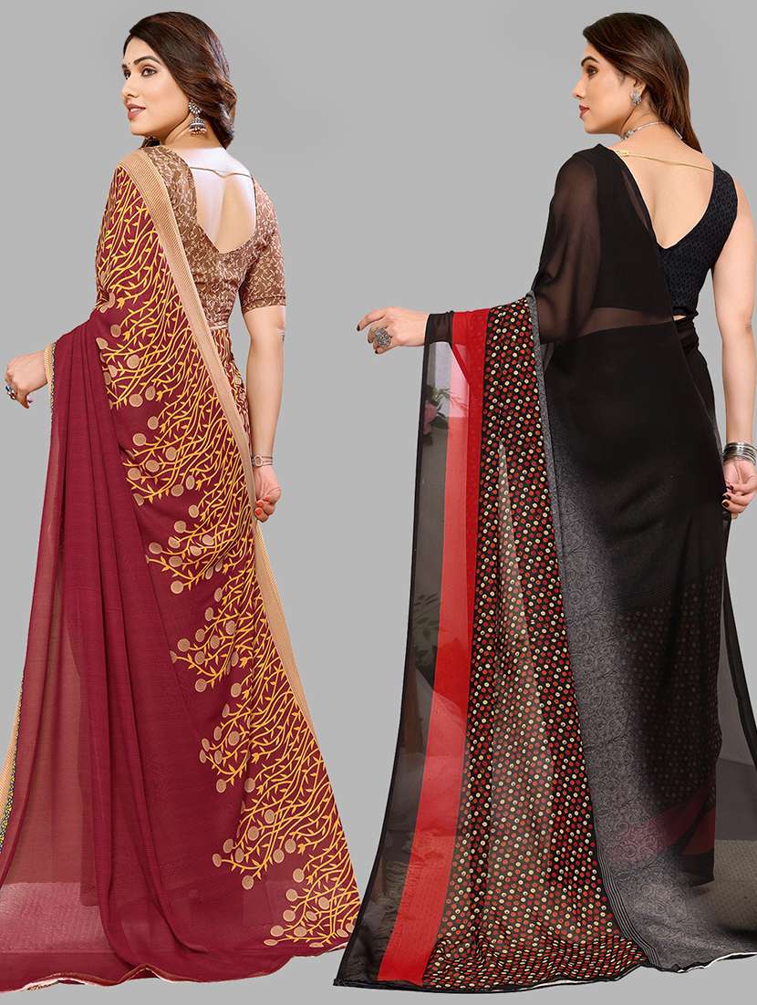 pack of 2 casual wear combo sarees with blouse - 21441591 -  Standard Image - 1