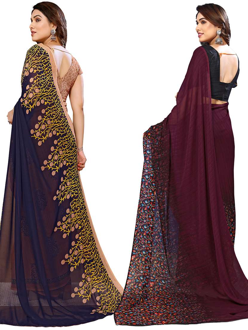pack of 2 casual wear combo sarees with blouse - 21441632 -  Standard Image - 1