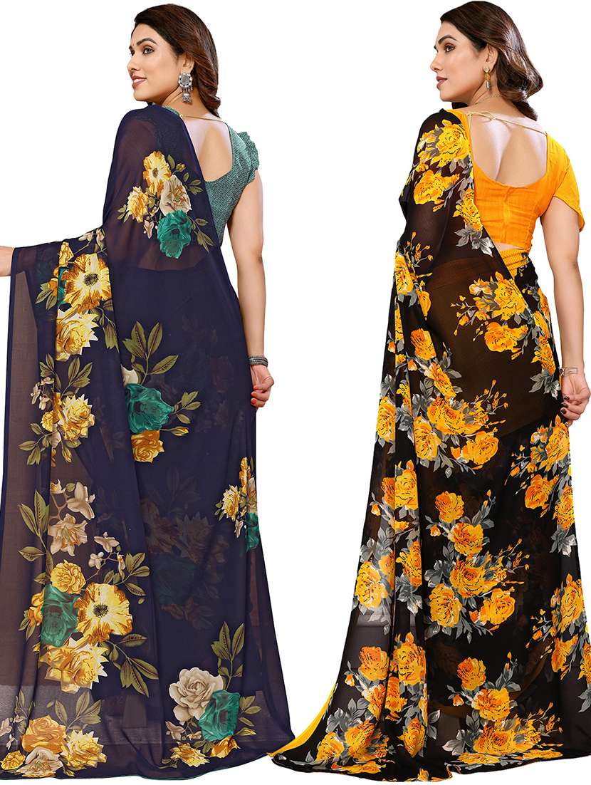 pack of 2 casual wear combo sarees with blouse - 21441640 -  Standard Image - 1