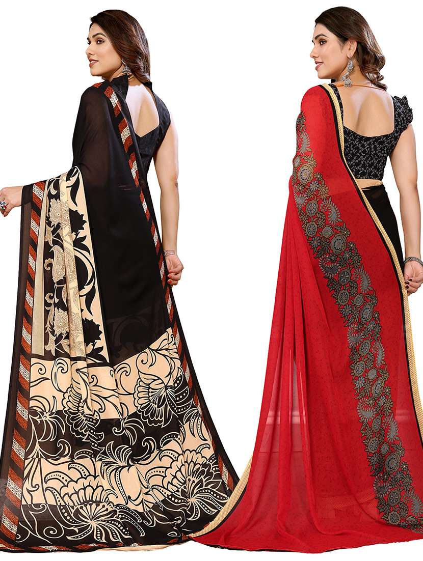 pack of 2 printed casual wear saree with blouse - 21441664 -  Standard Image - 1