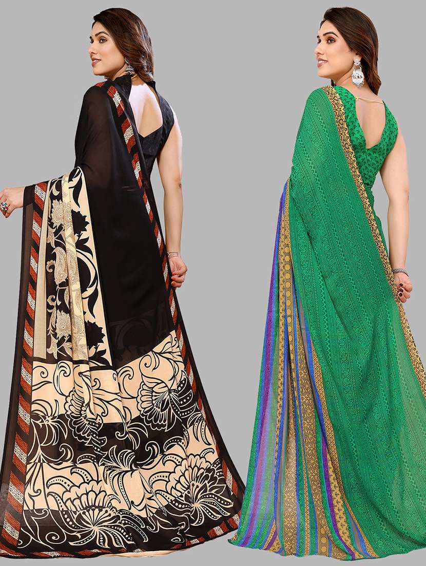 pack of 2 casual wear combo sarees with blouse - 21441672 -  Standard Image - 1