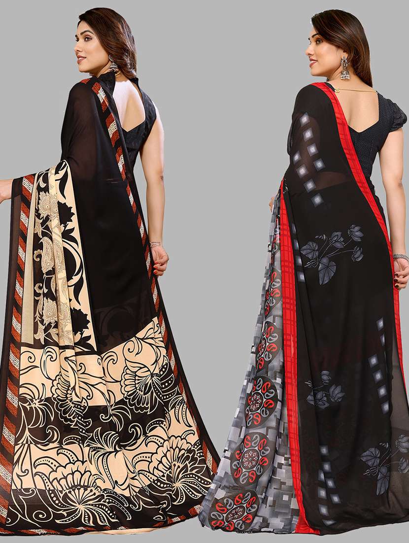 pack of 2 casual wear combo sarees with blouse - 21441678 -  Standard Image - 1