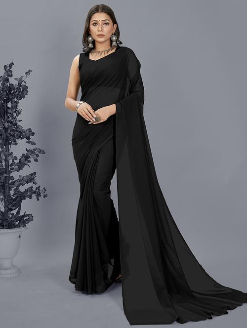 women plain casual wear saree with blouse - 21443866 -  Standard Image - 0