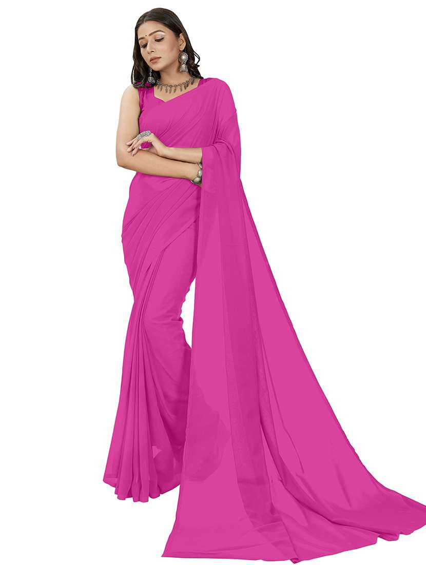 women plain casual wear saree with blouse