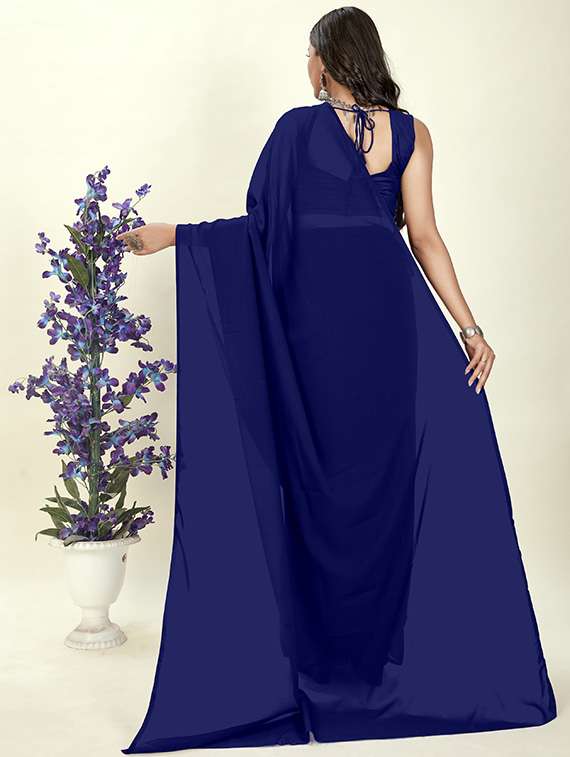 women plain casual wear saree with blouse - 21443879 -  Standard Image - 1