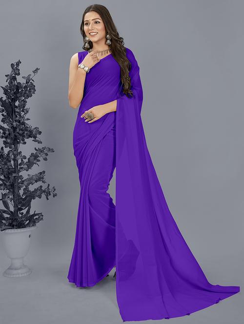 women plain casual wear saree with blouse - 21443888 -  Standard Image - 0