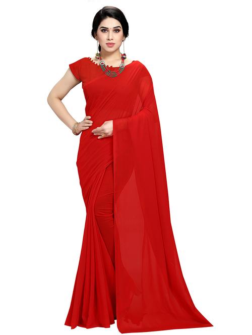 women plain casual wear saree with blouse - 21443903 -  Standard Image - 0