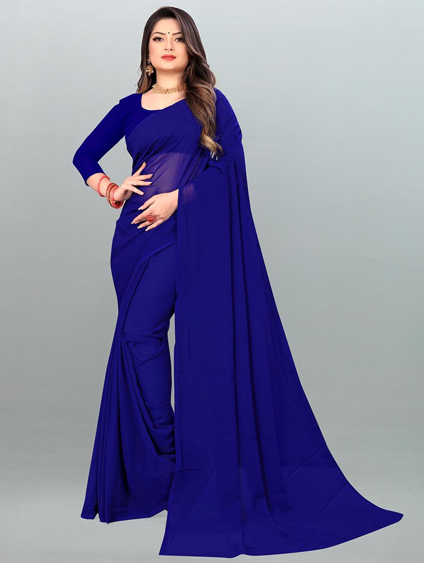 women casual wear georgette saree with blouse - 21443914 -  Zoom Image - 0