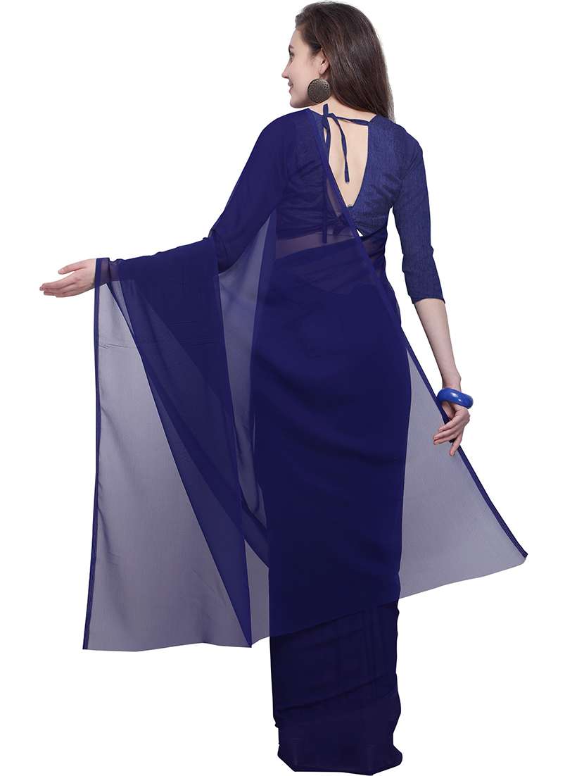 women plain casual wear saree with blouse - 21444720 -  Standard Image - 1