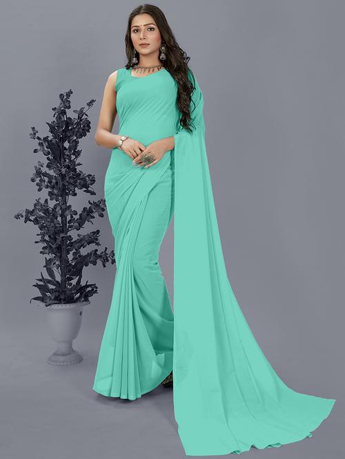 women casual wear plain saree with blouse - 21444897 -  Standard Image - 0