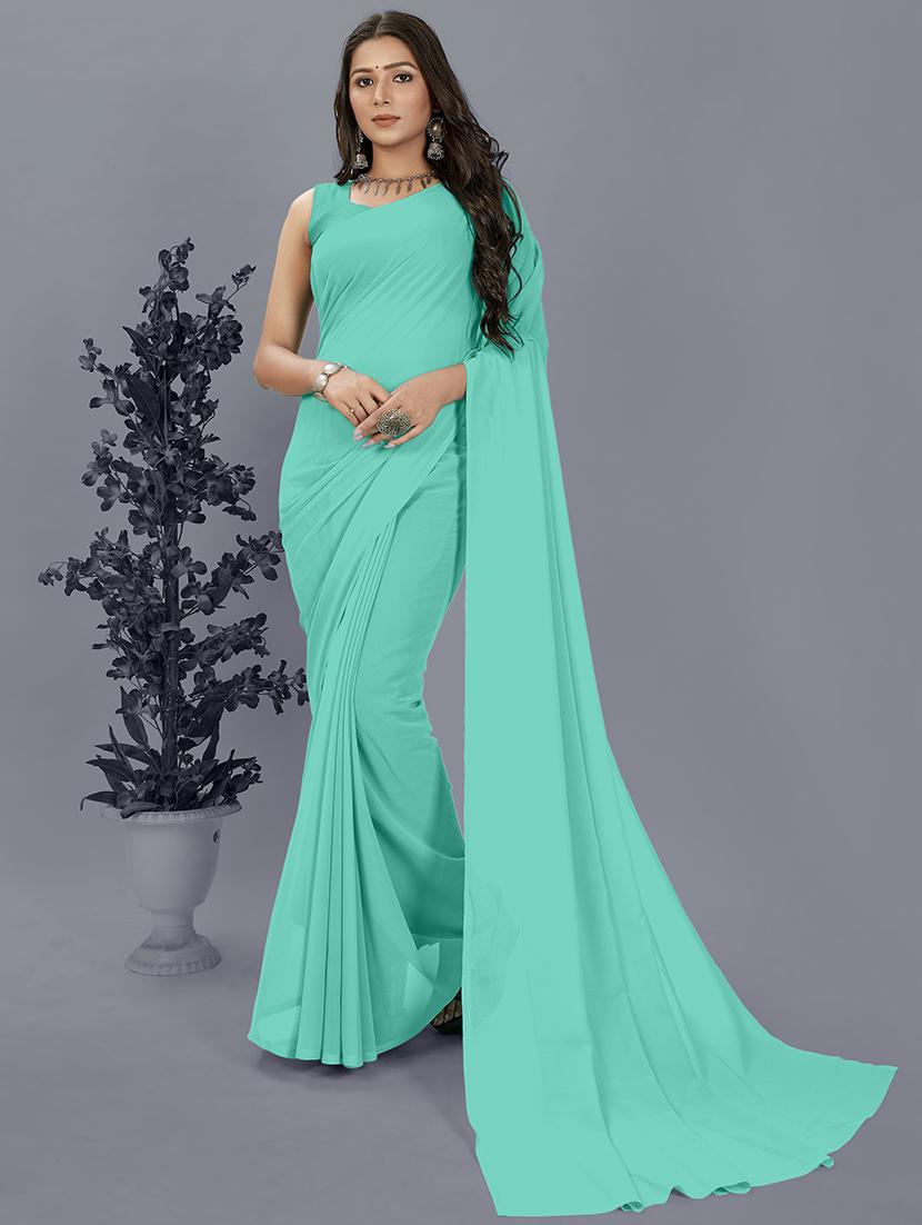 women casual wear plain saree with blouse - 21444897 -  Zoom Image - 0