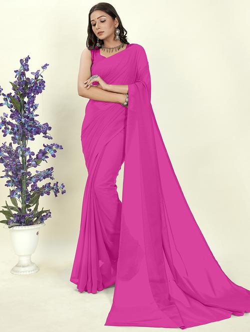 women plain casual wear saree with blouse - 21444908 - Standard Image - 0