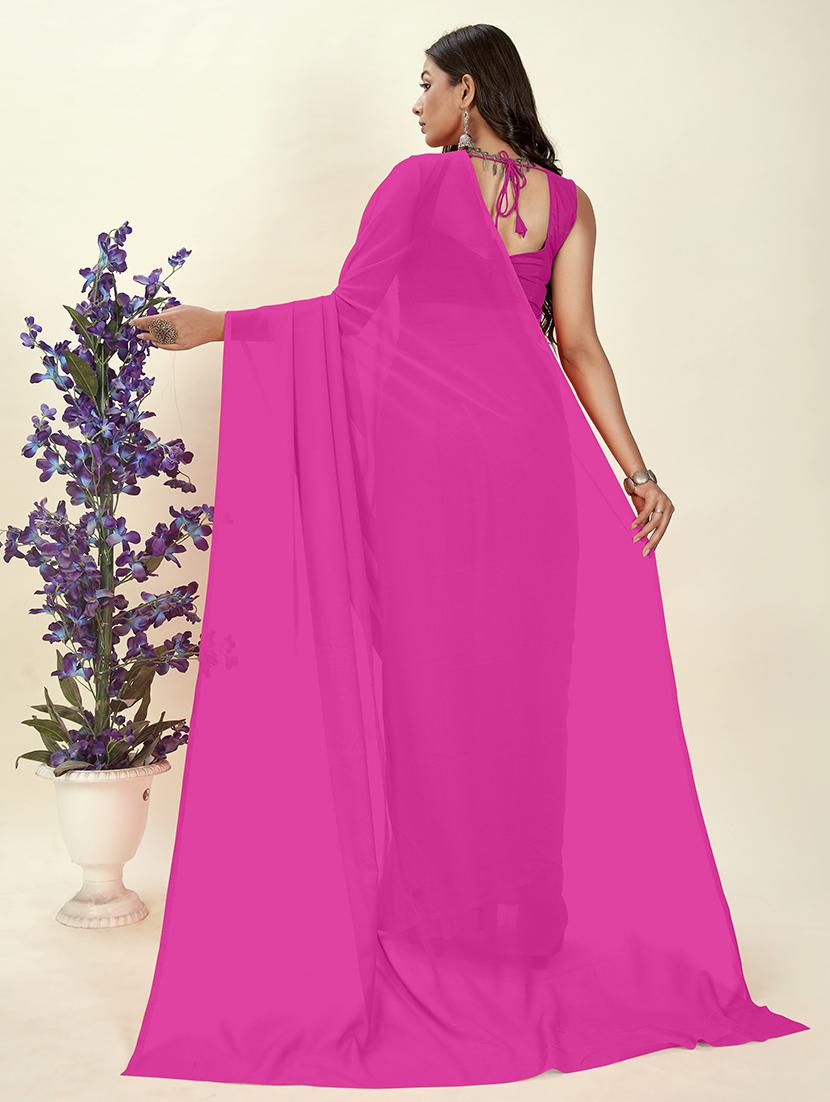 women plain casual wear saree with blouse - 21444908 -  Standard Image - 1