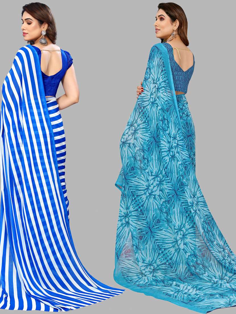 pack of 2 printed casual wear saree with blouse - 21445000 - Standard Image - 1