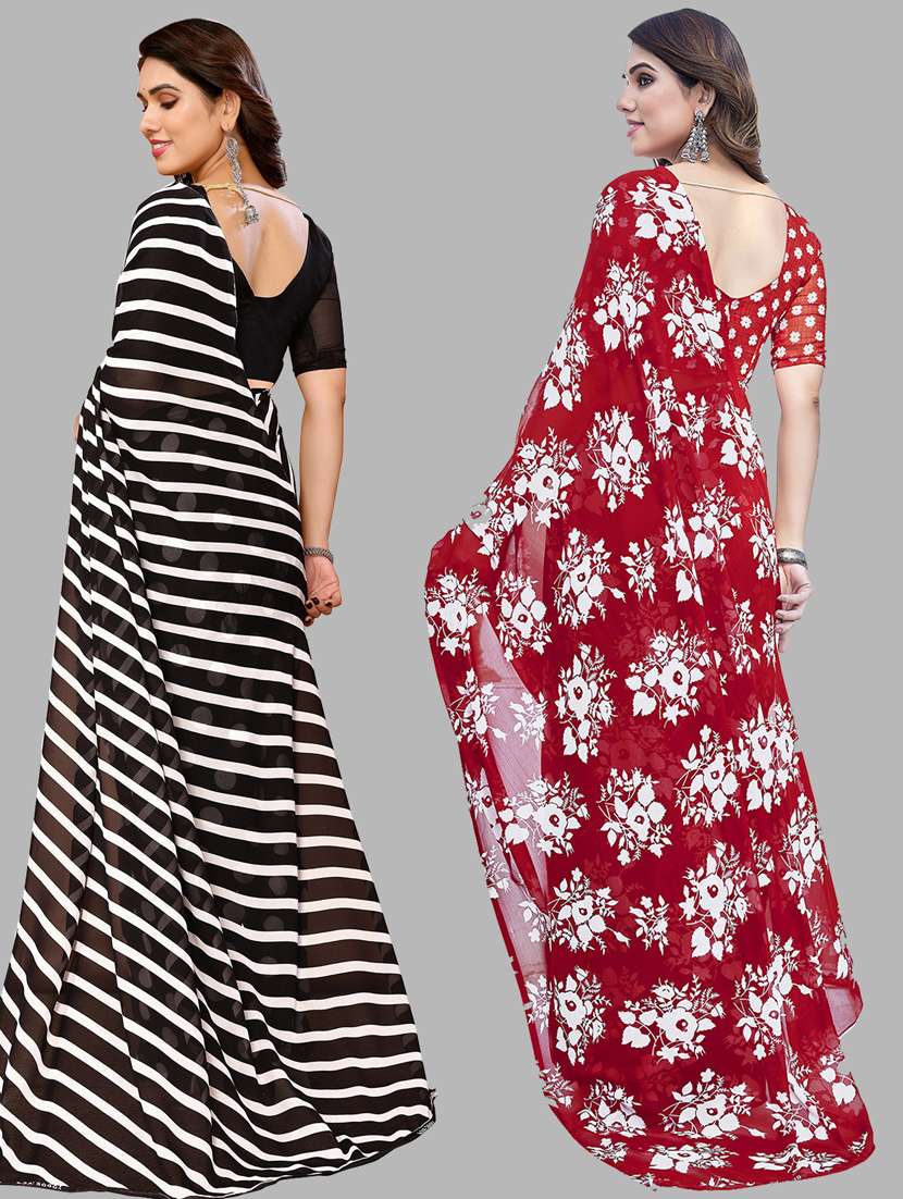 pack of 2 printed casual wear sarees with blouse - 21445015 -  Standard Image - 1