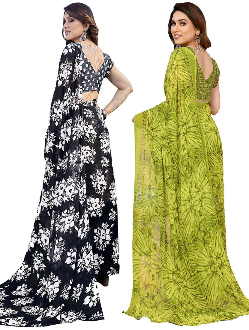 women pack of 2 casual wear combo sarees with blouse - 21445040 -  Standard Image - 1