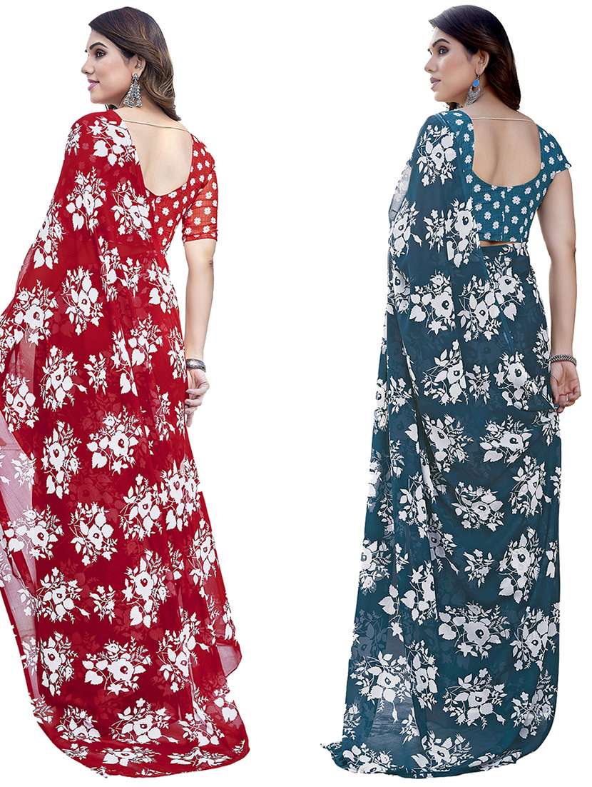 pack of 2 printed casual wear saree with blouse - 21445044 - Standard Image - 1