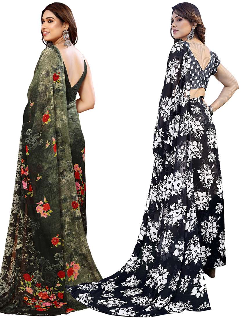 women pack of 2 casual wear combo sarees with blouse - 21445047 -  Standard Image - 1