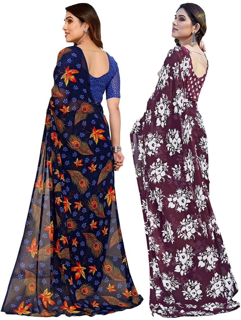 women pack of 2 casual wear combo sarees with blouse - 21445048 -  Standard Image - 1