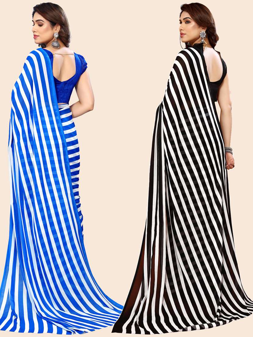 pack of 2 printed casual wear saree with blouse - 21445055 -  Standard Image - 1