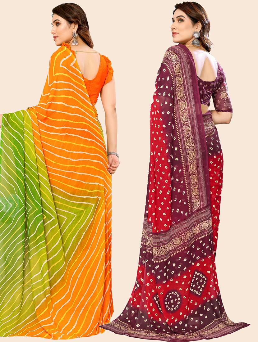 women pack of 2 casual wear combo sarees with blouse - 21445058 -  Standard Image - 1
