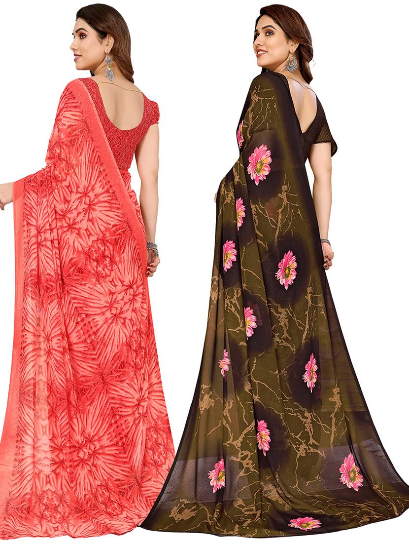 women pack of 2 casual wear combo sarees with blouse - 21445066 - Standard Image - 1