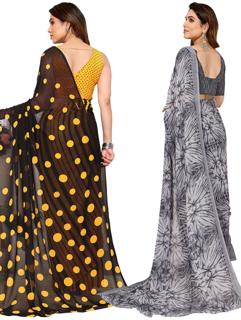 women pack of 2 casual wear combo sarees with blouse - 21445068 -  Standard Image - 1