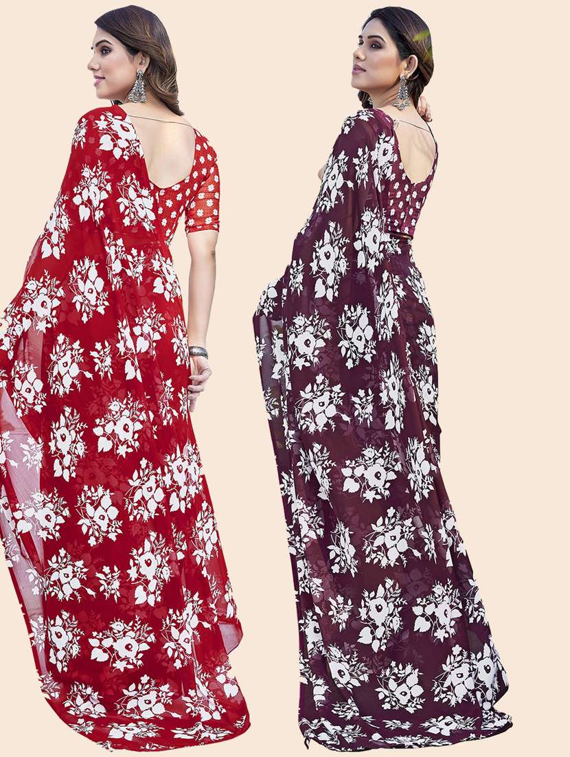 pack of 2 casual wear combo sarees with blouse - 21445212 -  Standard Image - 1