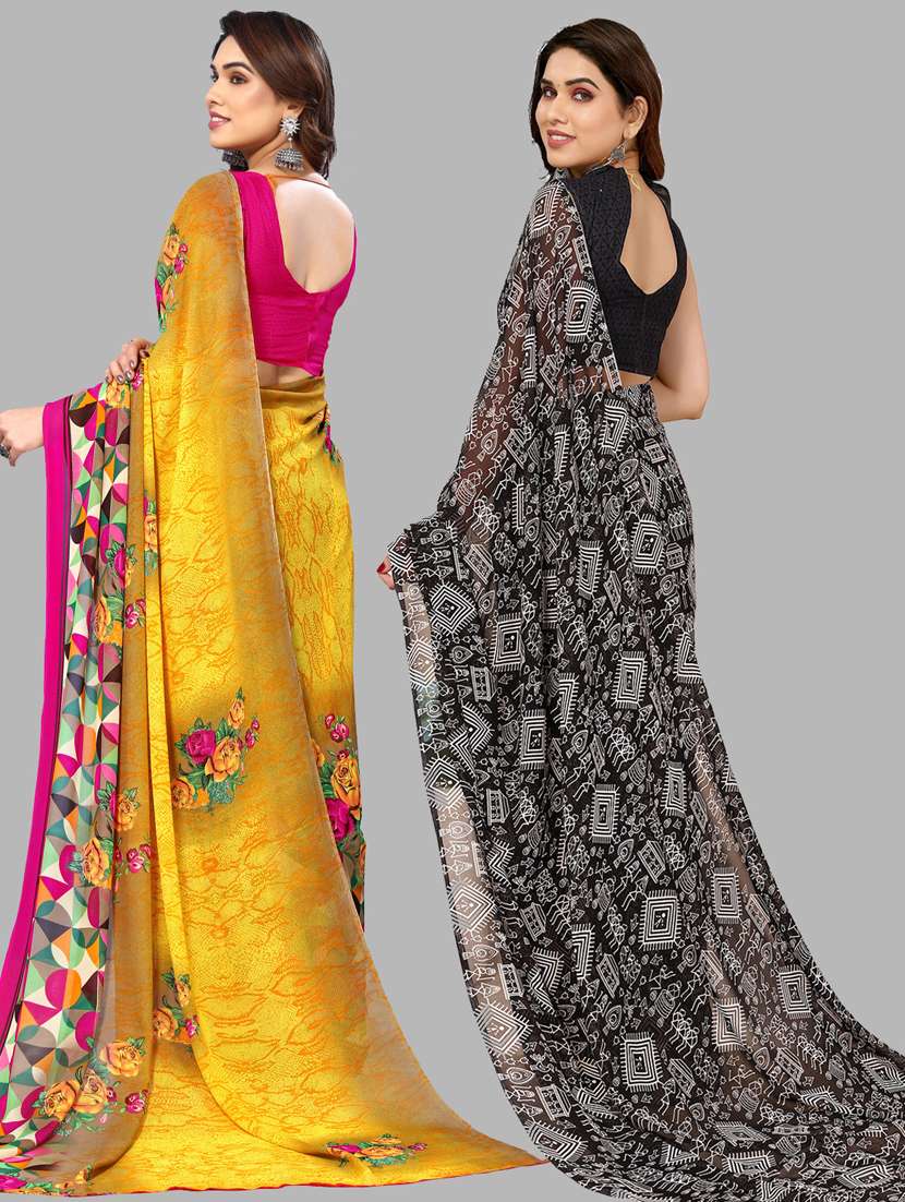 pack of 2 casual wear combo sarees with blouse - 21445214 -  Standard Image - 1