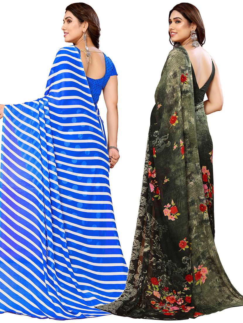 pack of 2 printed casual wear sarees with blouse - 21445232 -  Standard Image - 1