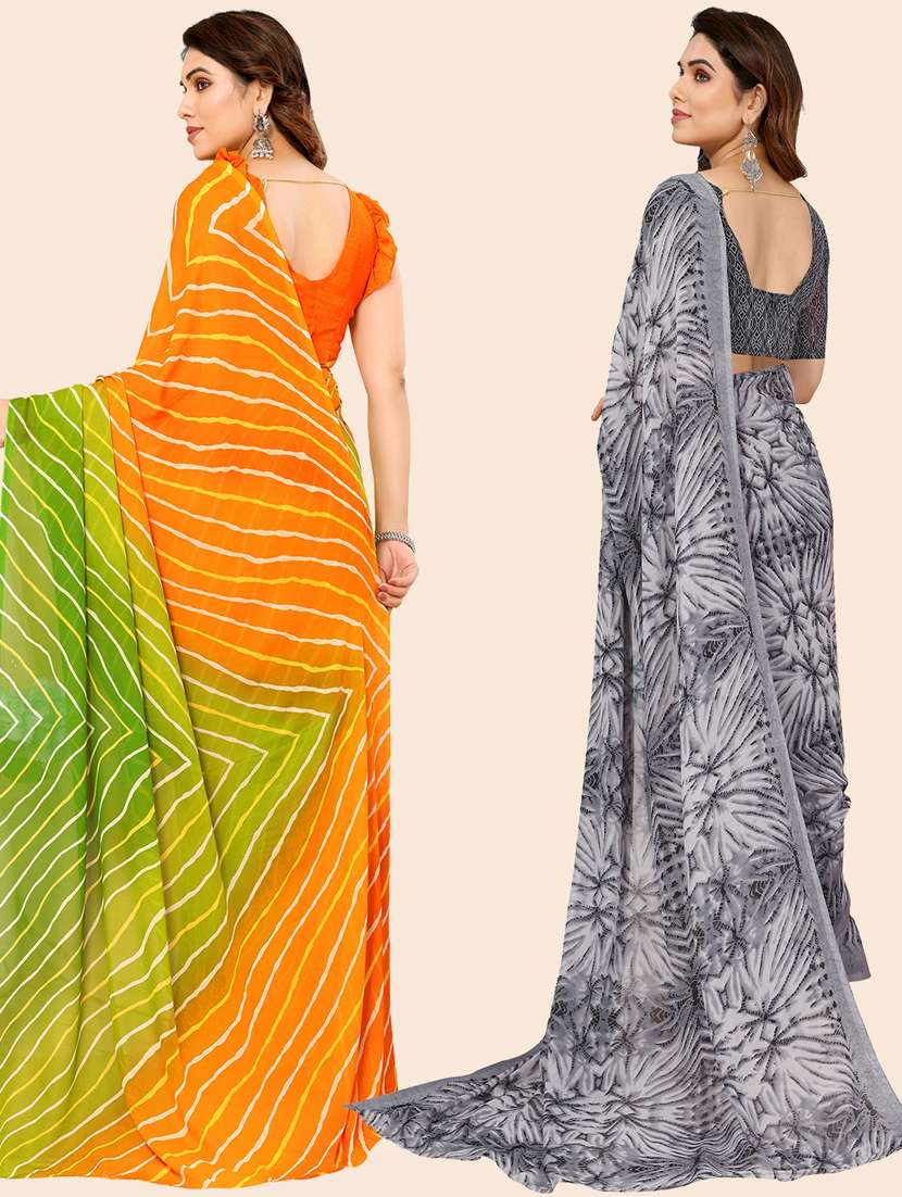 women pack of 2 casual wear combo sarees with blouse - 21445242 -  Standard Image - 1
