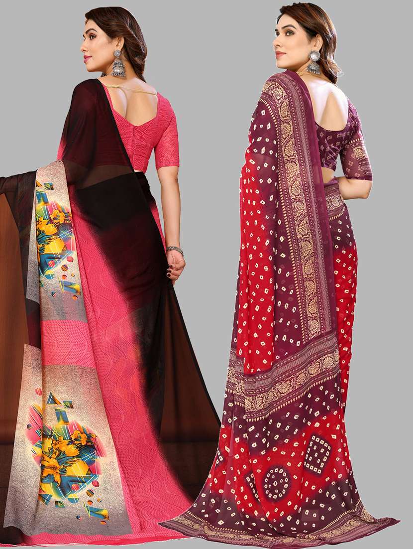 women pack of 2 printed casual wear saree with blouse - 21445258 -  Standard Image - 1