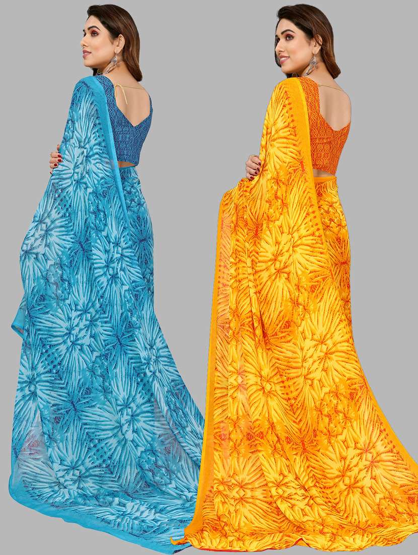 women pack of 2 casual wear combo sarees with blouse - 21445280 -  Standard Image - 1