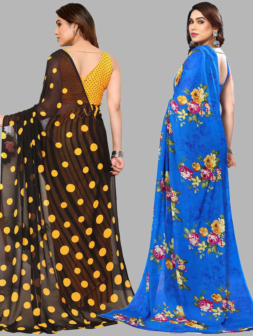 women pack of 2 casual wear combo sarees with blouse - 21445287 -  Standard Image - 1