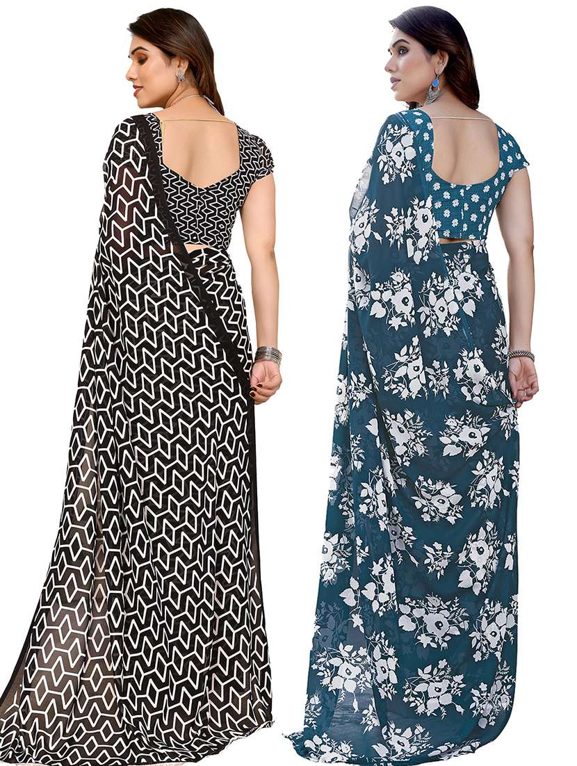 pack of 2 casual wear combo sarees with blouse - 21445298 -  Standard Image - 1