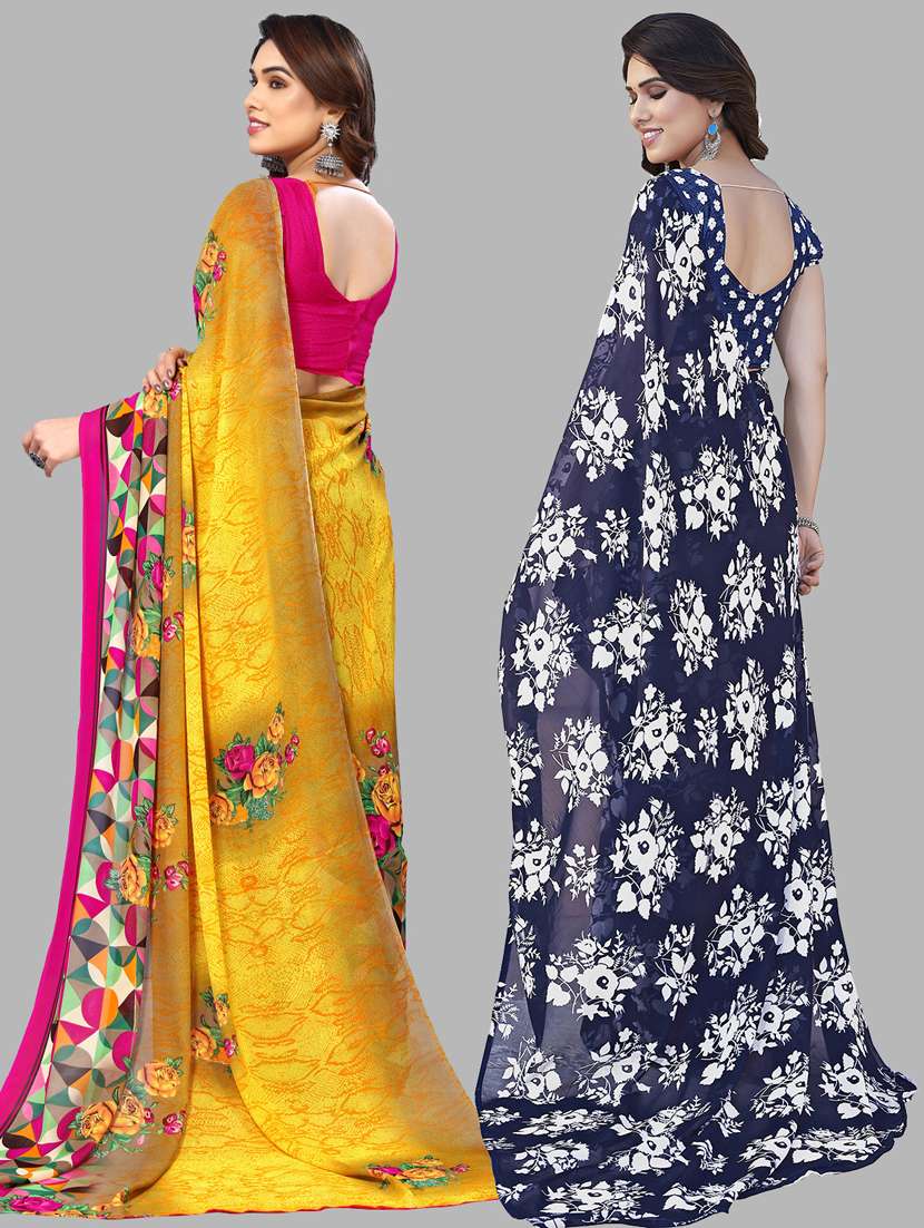 pack of 2 casual wear combo sarees with blouse - 21445337 -  Standard Image - 1