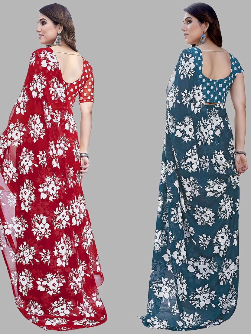 pack of 2 casual wear combo sarees with blouse - 21445343 -  Standard Image - 1