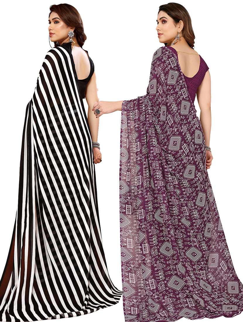 pack of 2 casual wear combo sarees with blouse - 21445349 -  Standard Image - 1